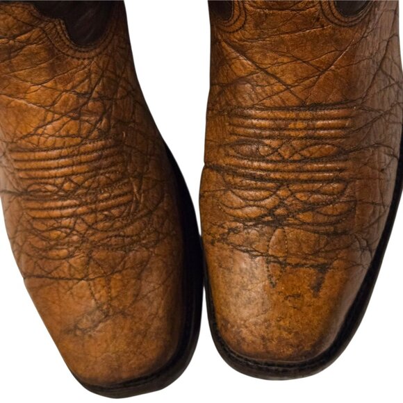 Langstons Cowboy Boots Mens 9 D Two Tone Brown Leather Country Western Wear VTG - Picture 16 of 16